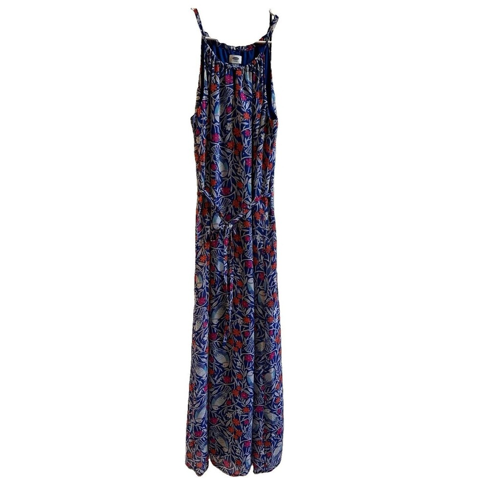 Old Navy Floral Halter Drawstring Lightweight Maxi Dress Resort Travel Size S